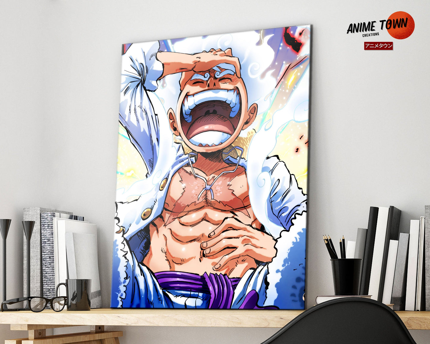 Anime Town Creations Metal Poster One Piece Luffy Gear 5 Awakening 16" x 24" Home Goods - Anime One Piece Metal Poster