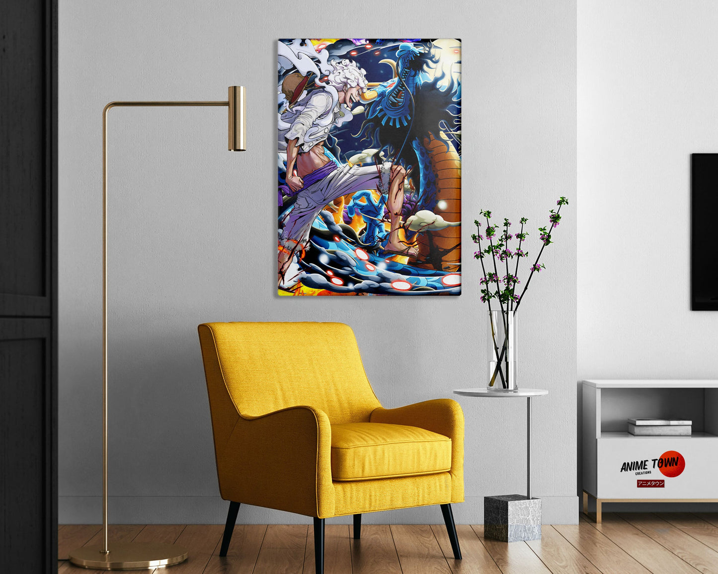 Anime Town Creations Metal Poster One Piece Luffy Gear 5 vs Kaido 24" x 36" Home Goods - Anime One Piece Metal Poster