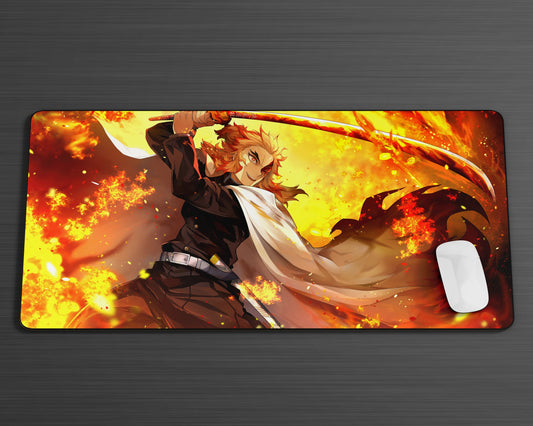 Anime Town Creations Mouse Pad Demon Slayer Rengoku Flames Gaming Mouse Pad Accessories - Anime Demon Slayer Gaming Mouse Pad