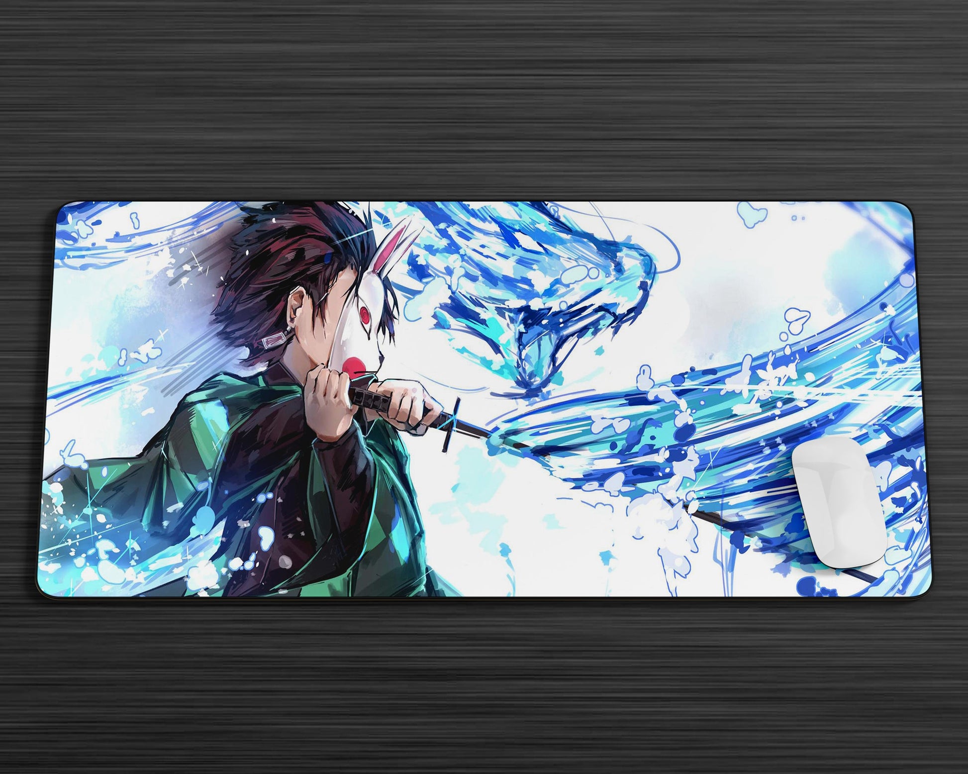Anime Town Creations Mouse Pad Demon Slayer Tanjiro Water Breathing Style Gaming Mouse Pad Accessories - Anime Demon Slayer Gaming Mouse Pad