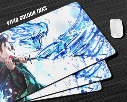 Anime Town Creations Mouse Pad Demon Slayer Tanjiro Water Breathing Style Gaming Mouse Pad Accessories - Anime Demon Slayer Gaming Mouse Pad