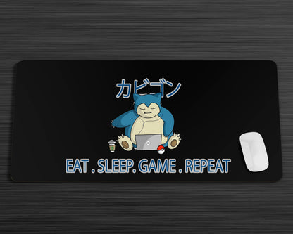 Anime Town Creations Mouse Pad Snorlax Eat Sleep Game Repeat Gaming Mouse Pad Accessories - Anime Pokemon Gaming Mouse Pad