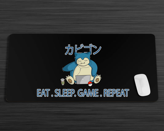 Anime Town Creations Mouse Pad Snorlax Eat Sleep Game Repeat Gaming Mouse Pad Accessories - Anime Pokemon Gaming Mouse Pad