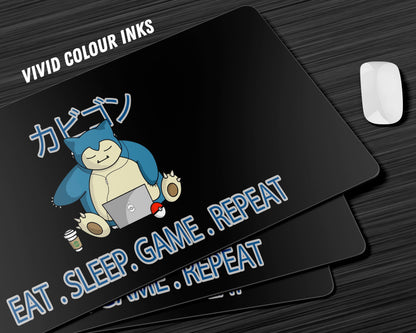 Anime Town Creations Mouse Pad Snorlax Eat Sleep Game Repeat Gaming Mouse Pad Accessories - Anime Pokemon Gaming Mouse Pad
