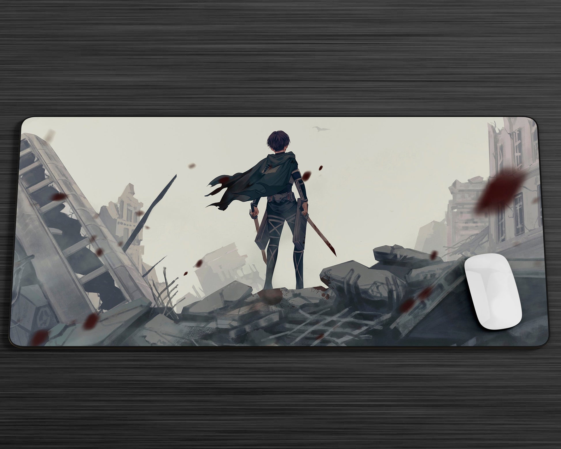 Anime Town Creations Mouse Pad Attack on Titan Levi Ackerman Back Gaming Mouse Pad Accessories - Anime Attack on Titan Gaming Mouse Pad