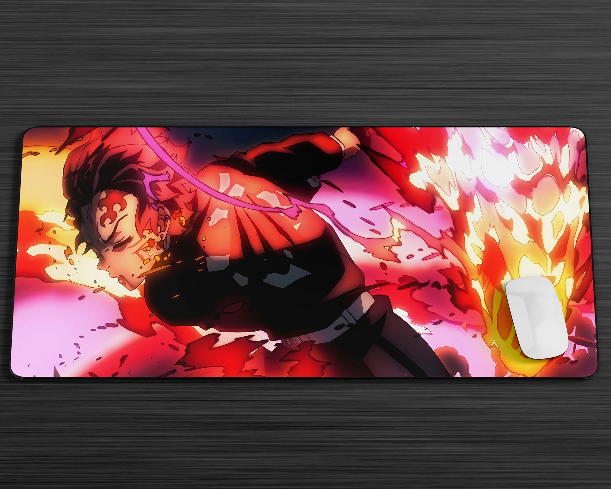 Anime Town Creations Mouse Pad Demon Slayer Tanjiro Sun Breathing Flames Gaming Mouse Pad Accessories - Anime Demon Slayer Gaming Mouse Pad