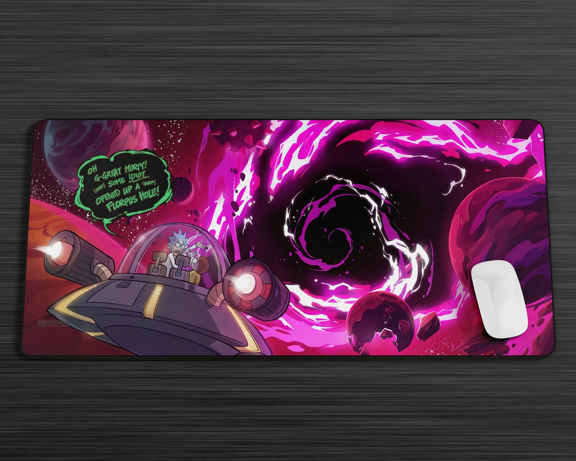Anime Town Creations Mouse Pad Rick and Morty Space Travel Purple Gaming Mouse Pad Accessories - Anime Rick and Morty Gaming Mouse Pad