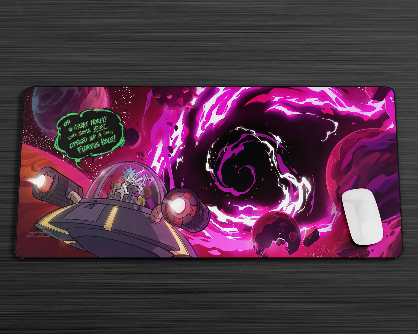 Anime Town Creations Mouse Pad Rick and Morty Space Travel Purple Gaming Mouse Pad Accessories - Anime Rick and Morty Gaming Mouse Pad