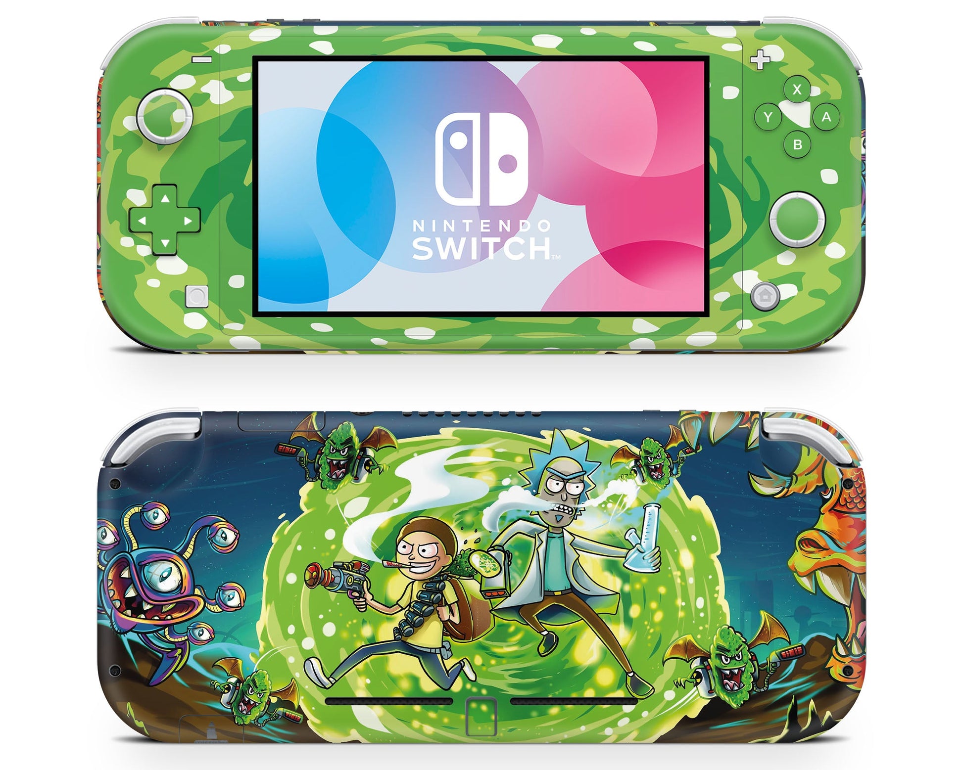 Anime Town Creations Nintendo Switch Lite Rick and Morty Portal Vinyl only Skins - Anime Rick and Morty Switch Lite Skin