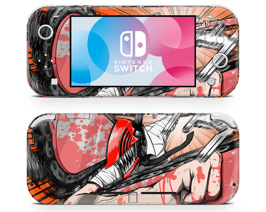 Anime Town Creations Nintendo Switch Lite Chainsaw Man Artistic Red Vinyl only Skins - Anime Chainsaw Man Switch Lite Skin