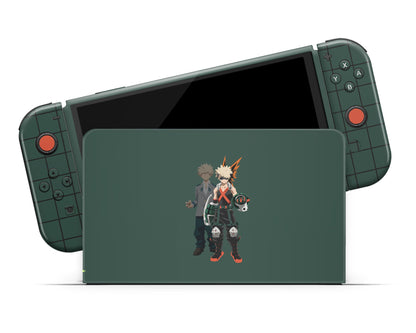 Anime Town Creations Nintendo Switch OLED My Hero Academia Katsuki Bakugou Green Vinyl only Skins - Anime My Hero Academia Switch OLED Skin