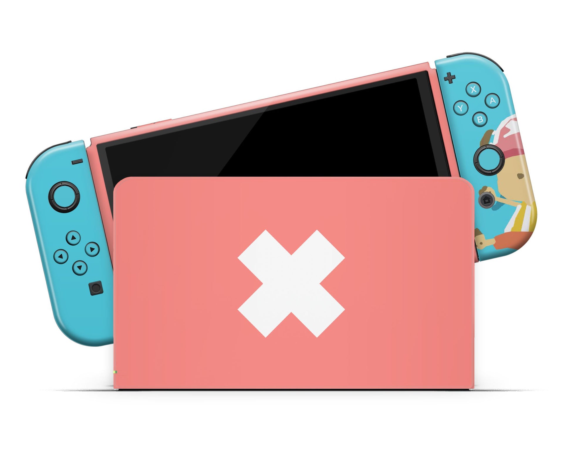 Anime Town Creations Nintendo Switch OLED Cute Chopper One Piece Blue Vinyl only Skins - Anime One Piece Switch OLED Skin