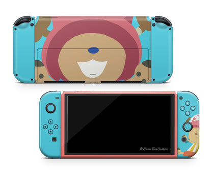Cute Chopper One Piece Blue Switch OLED Skin