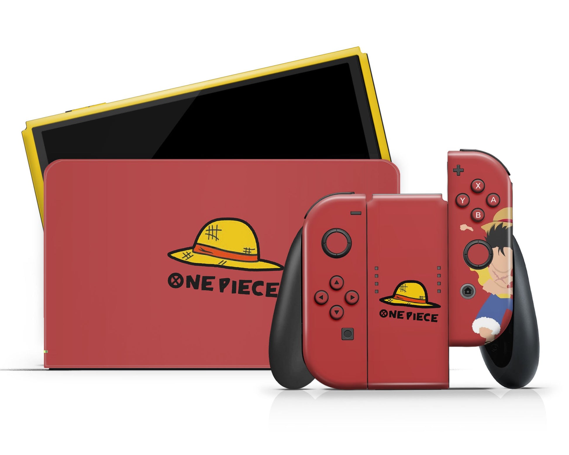 Anime Town Creations Nintendo Switch OLED Luffy One Piece Vinyl +Tempered Glass Skins - Anime One Piece Switch OLED Skin