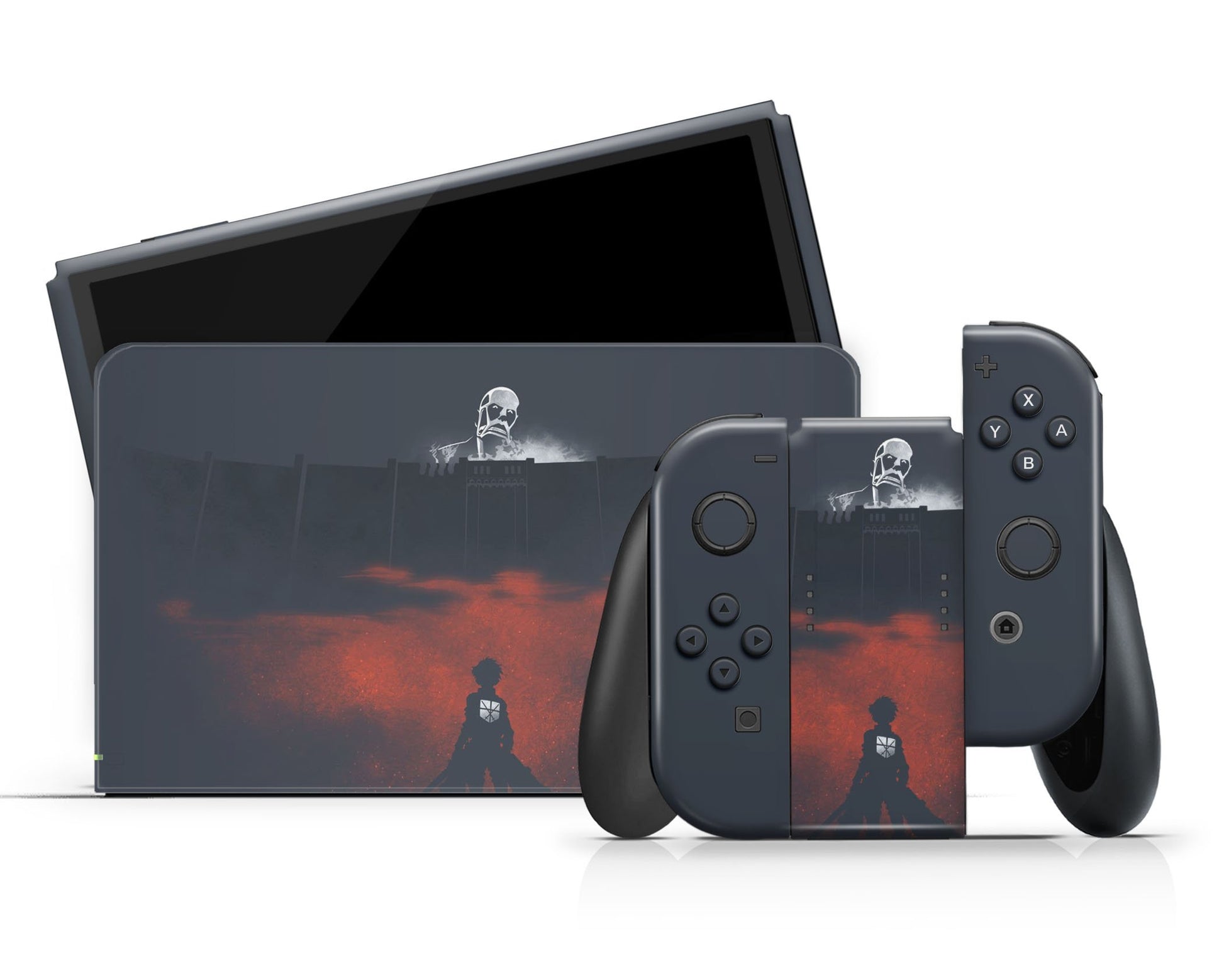 Anime Town Creations Nintendo Switch OLED Attack on Titan Wall Vinyl +Tempered Glass Skins - Anime Attack on Titan Switch OLED Skin