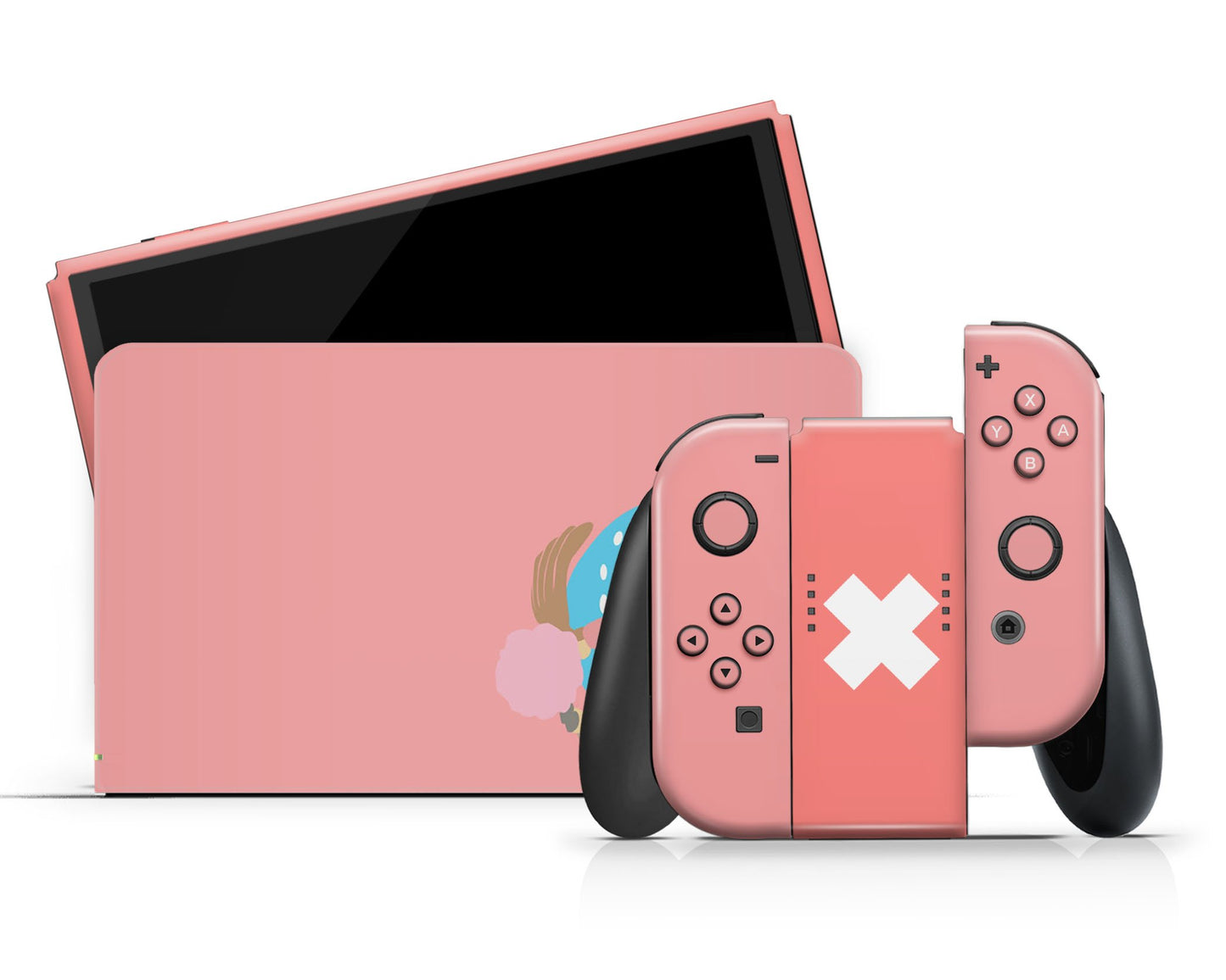 Anime Town Creations Nintendo Switch OLED Pink Chopper One Piece Vinyl +Tempered Glass Skins - Anime One Piece Switch OLED Skin