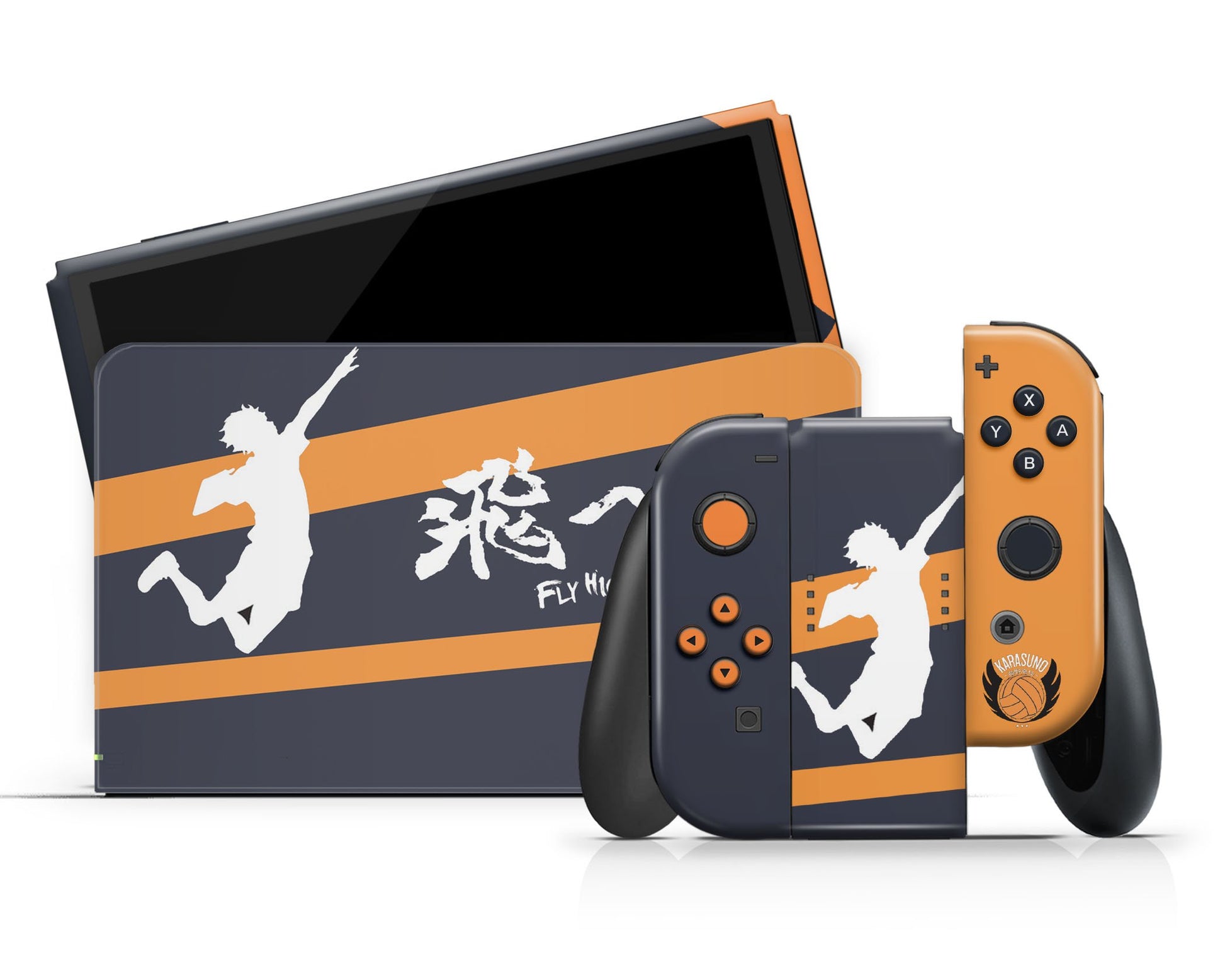Anime Town Creations Nintendo Switch OLED Haikyuu Fly High Vinyl +Tempered Glass Skins - Anime Haikyuu Switch OLED Skin