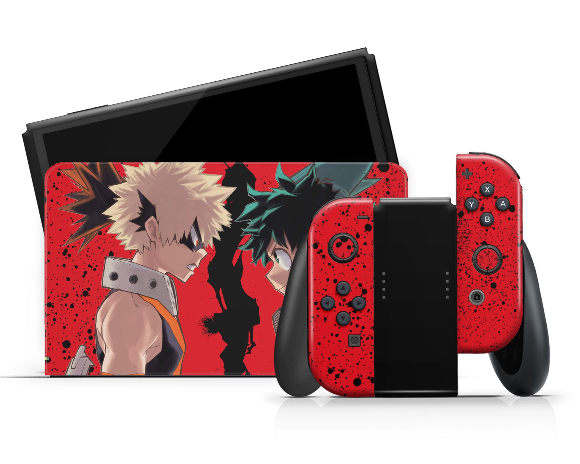 Anime Town Creations Nintendo Switch OLED My Hero Academia Red Vinyl +Tempered Glass Skins - Anime My Hero Academia Switch OLED Skin