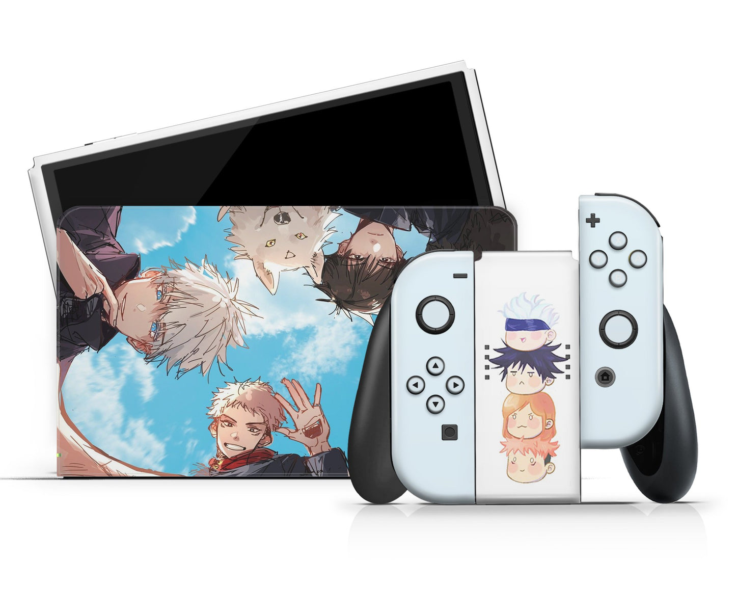 Anime Town Creations Nintendo Switch OLED Jujutsu Kaisen Sky Blue Vinyl +Tempered Glass Skins - Anime Jujutsu Kaisen Switch OLED Skin