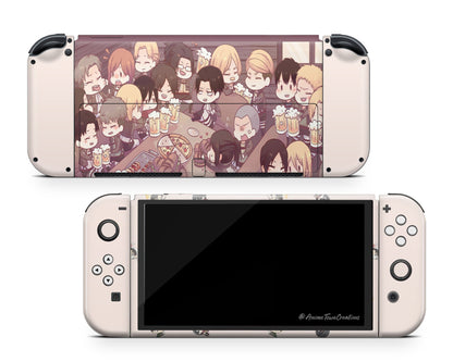 Cute Attack On Titan Chibi Switch OLED Skin