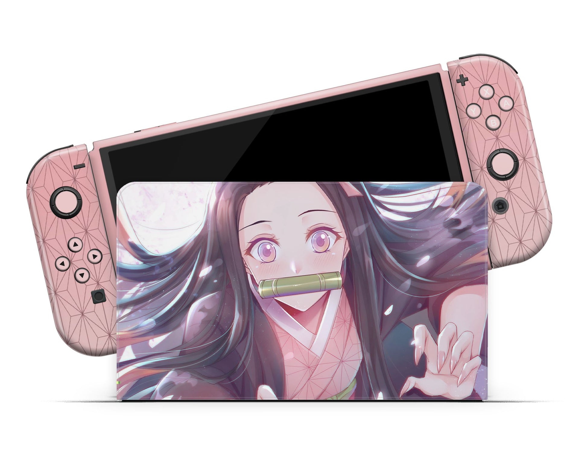 Anime Town Creations Nintendo Switch OLED Demon Slayer Nezuko Pretty Pink Vinyl only Skins - Anime Demon Slayer Switch OLED Skin