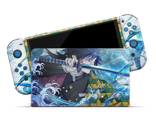Anime Town Creations Nintendo Switch OLED Demon Slayer Giyu Tomioka Vinyl only Skins - Anime Demon Slayer Switch OLED Skin
