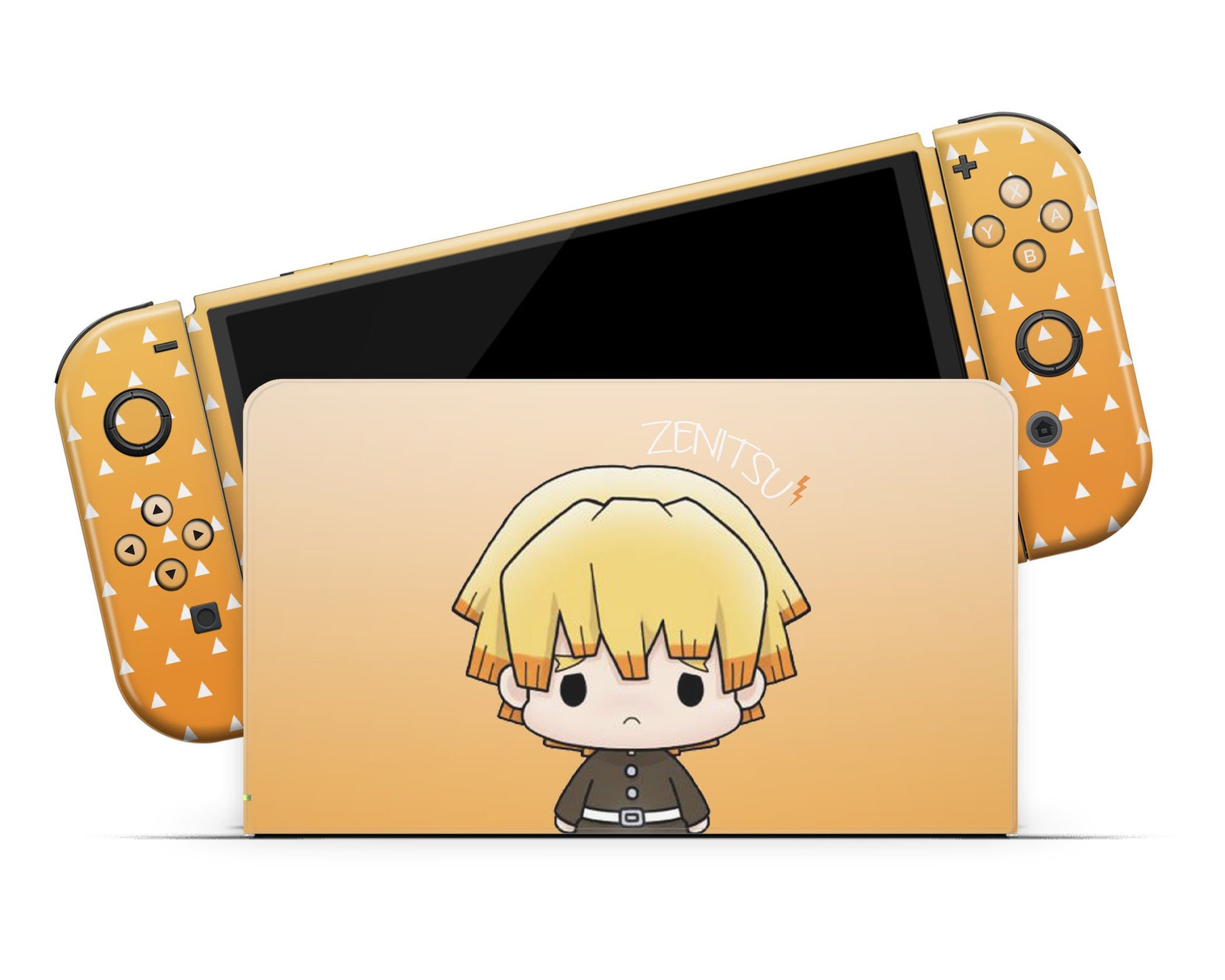 Anime Town Creations Nintendo Switch OLED Demon Slayer Chibi Zenitsu Vinyl only Skins - Anime Demon Slayer Switch OLED Skin