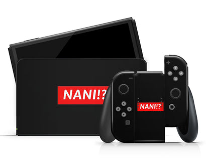 Anime Town Creations Nintendo Switch OLED Nani? Vinyl +Tempered Glass Skins - Art Quotes Switch OLED Skin