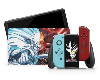 Anime Town Creations Nintendo Switch OLED Bleach Ichigo vs Zangetsu Vinyl +Tempered Glass Skins - Anime Bleach Switch OLED Skin