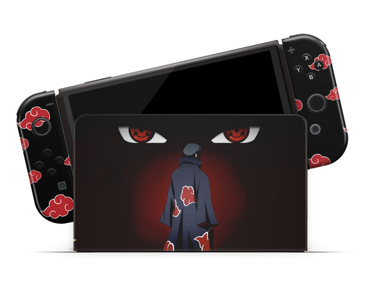 Anime Town Creations Nintendo Switch OLED Itachi Tsukuyomi Akatsuki Vinyl only Skins - Anime Naruto Switch OLED Skin