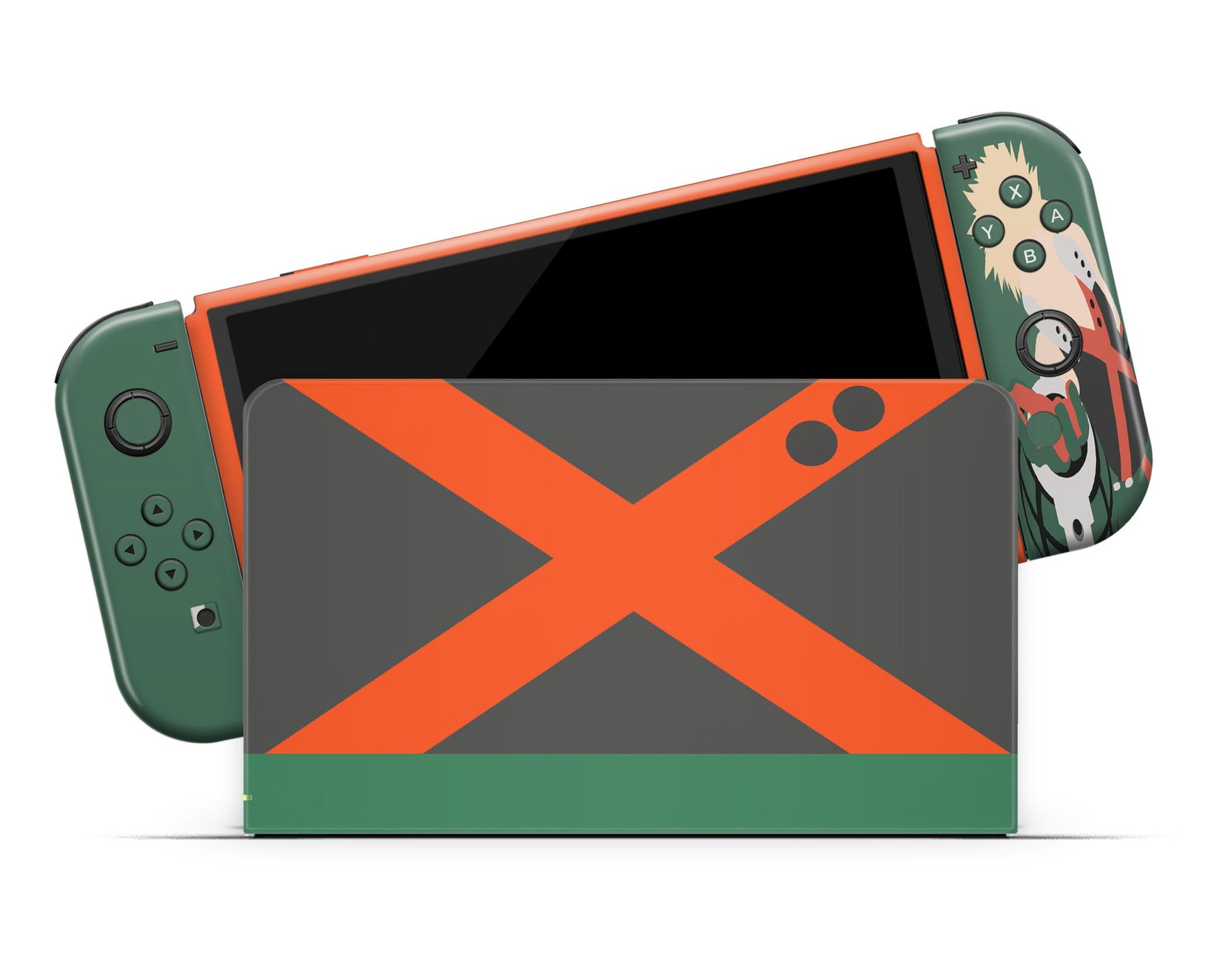 Anime Town Creations Nintendo Switch OLED Katsuki Bakugo Minimalist Vinyl only Skins - Anime My Hero Academia Switch OLED Skin