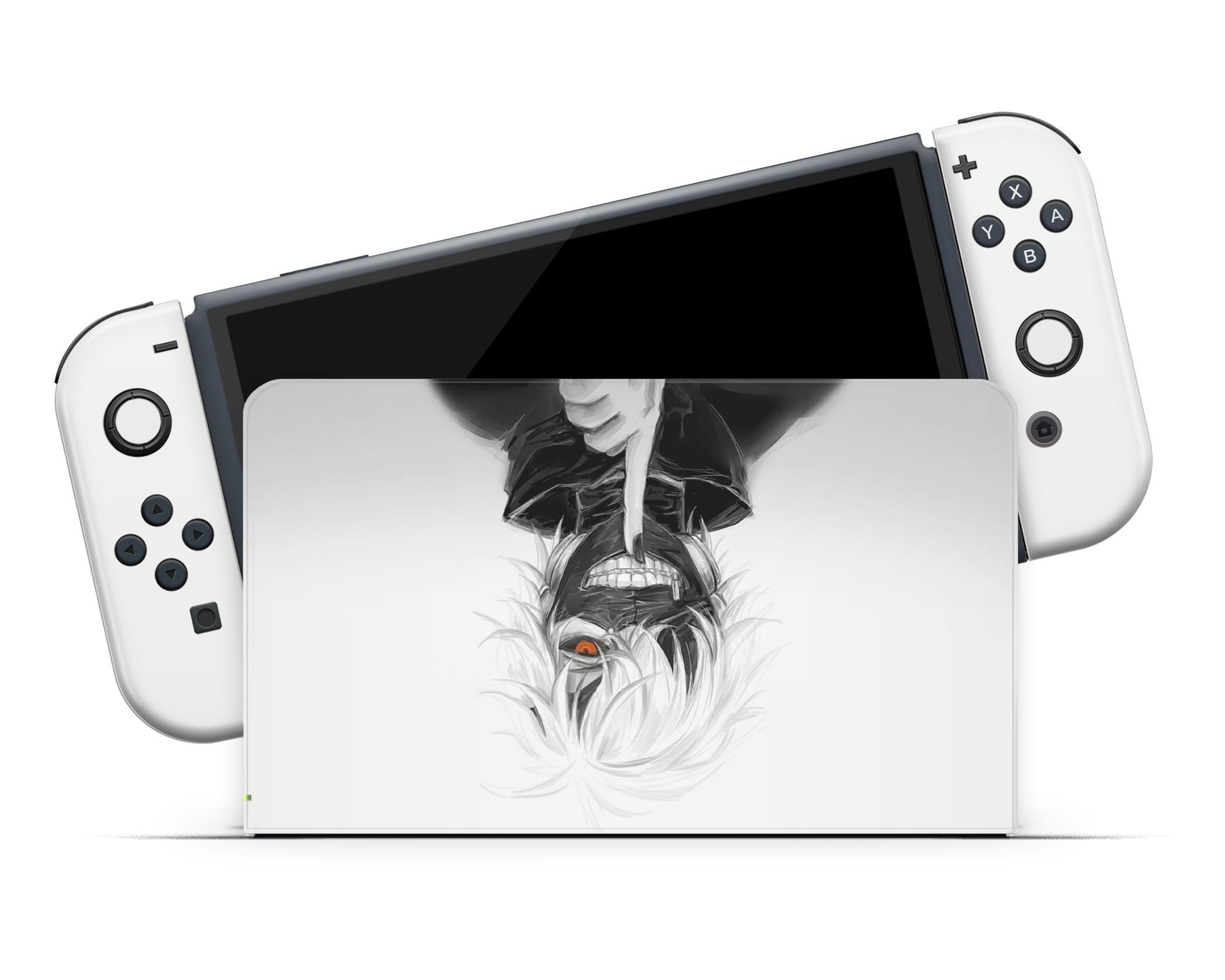 Anime Town Creations Nintendo Switch OLED Tokyo Ghoul Ken Kaneki White Vinyl only Skins - Anime Tokyo Ghoul Switch OLED Skin