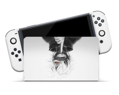 Anime Town Creations Nintendo Switch OLED Tokyo Ghoul Ken Kaneki White Vinyl only Skins - Anime Tokyo Ghoul Switch OLED Skin