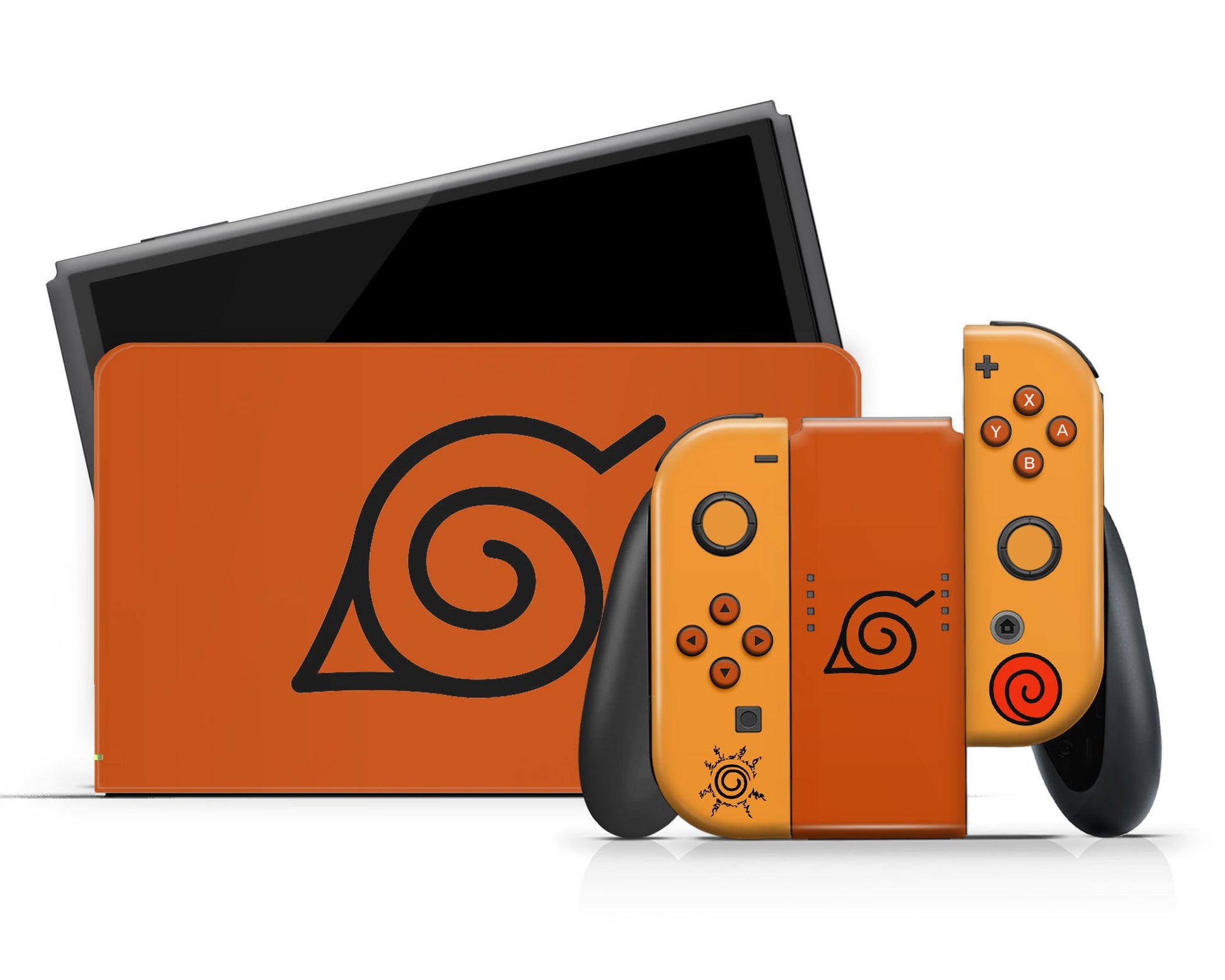 Anime Town Creations Nintendo Switch OLED Naruto Minimalist Orange Vinyl +Tempered Glass Skins - Anime Naruto Switch OLED Skin