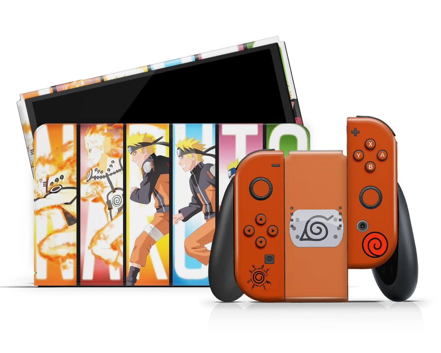 Anime Town Creations Nintendo Switch OLED Naruto Evolution Vinyl +Tempered Glass Skins - Anime Naruto Switch OLED Skin