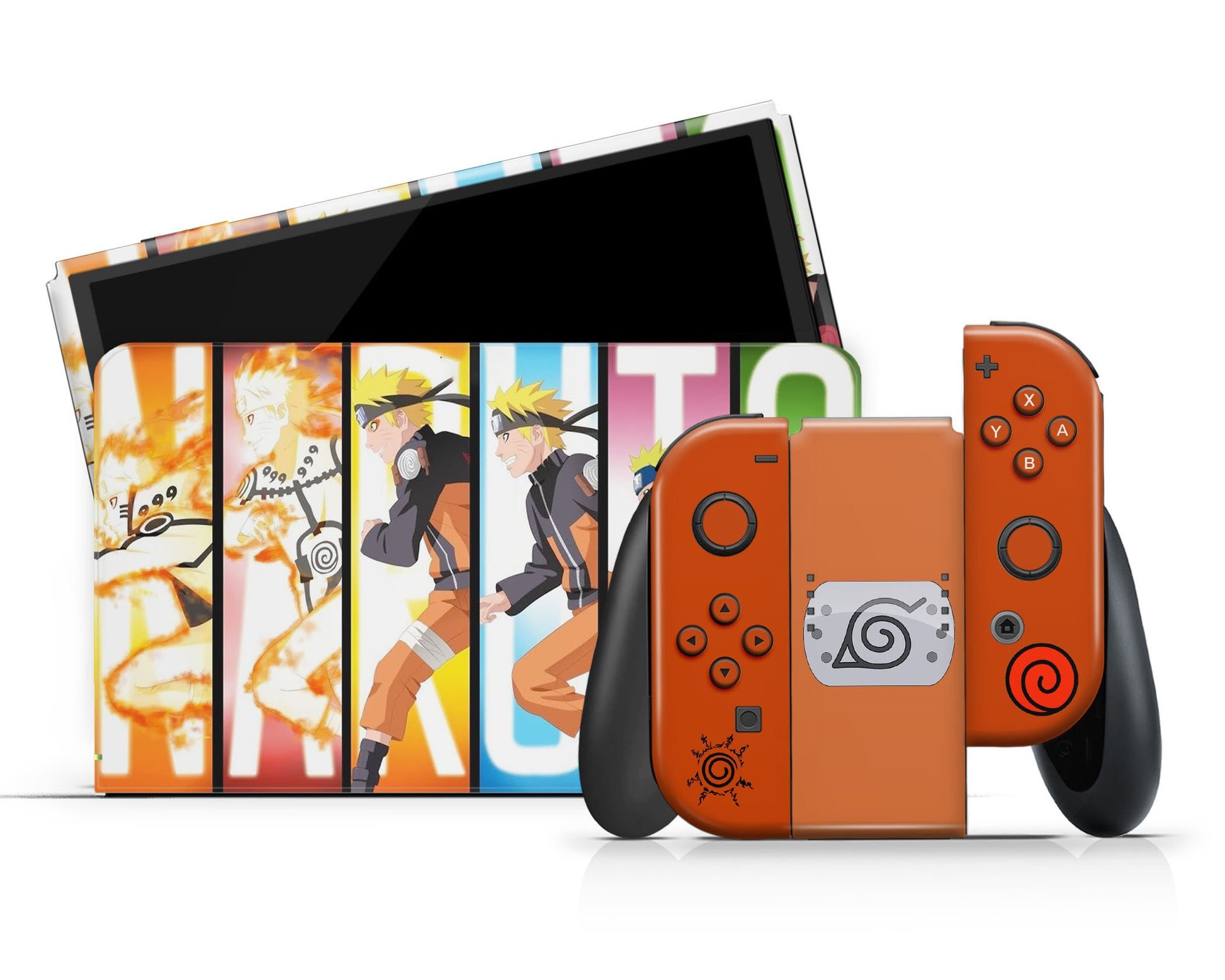 Anime Town Creations Nintendo Switch OLED Naruto Evolution Vinyl +Tempered Glass Skins - Anime Naruto Switch OLED Skin