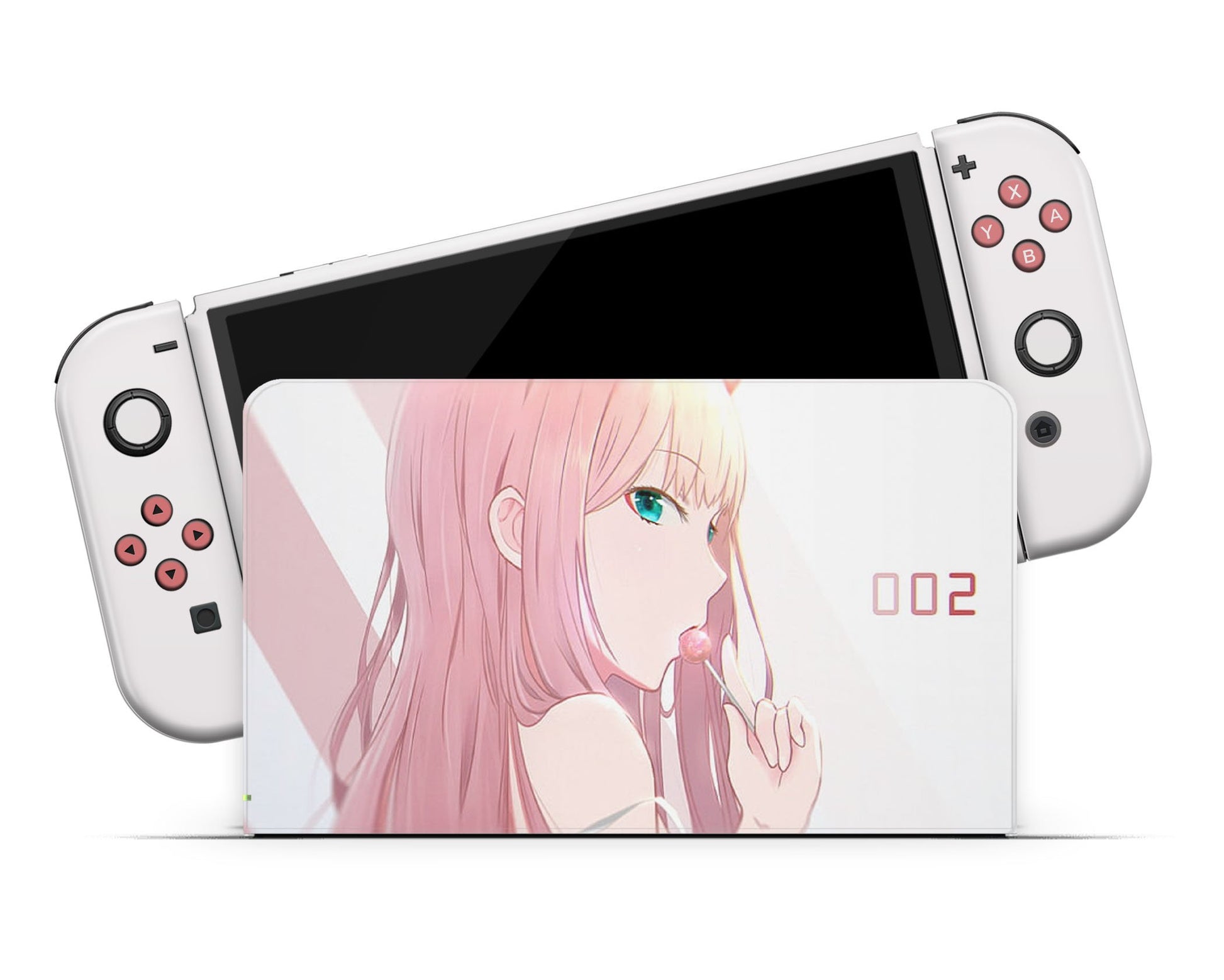 Anime Town Creations Nintendo Switch OLED Darling in the Franxx Zero Two Kawaii Vinyl only Skins - Anime Darling in the Franxx Switch OLED Skin