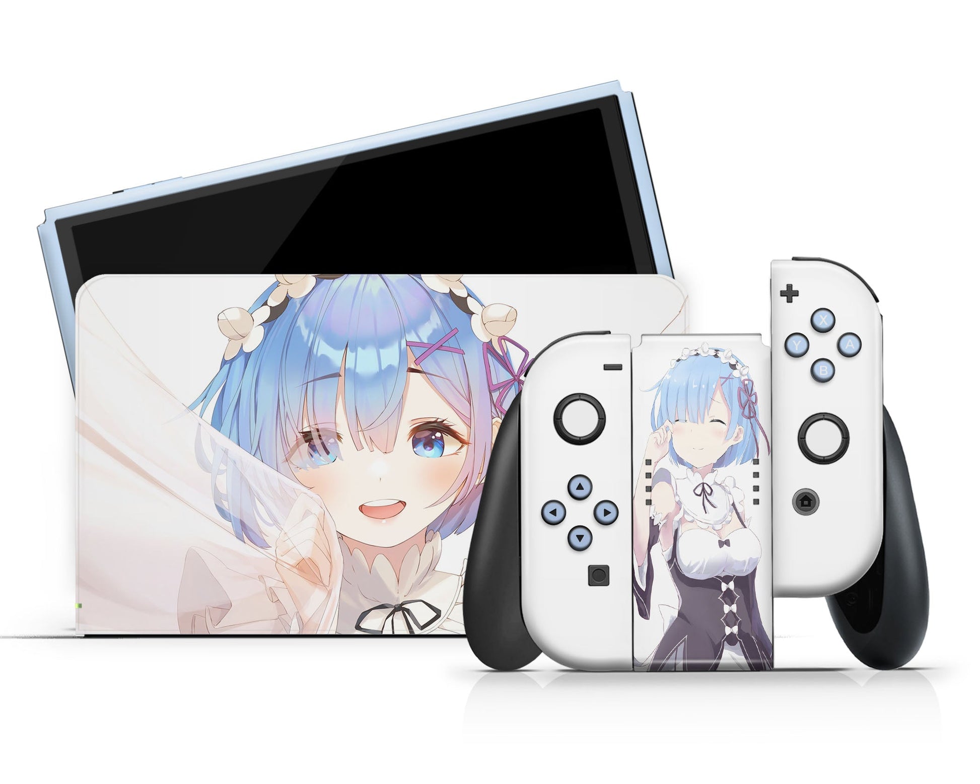 Anime Town Creations Nintendo Switch OLED Darling in the Franxx Rem Vinyl +Tempered Glass Skins - Anime Darling in the Franxx Switch OLED Skin