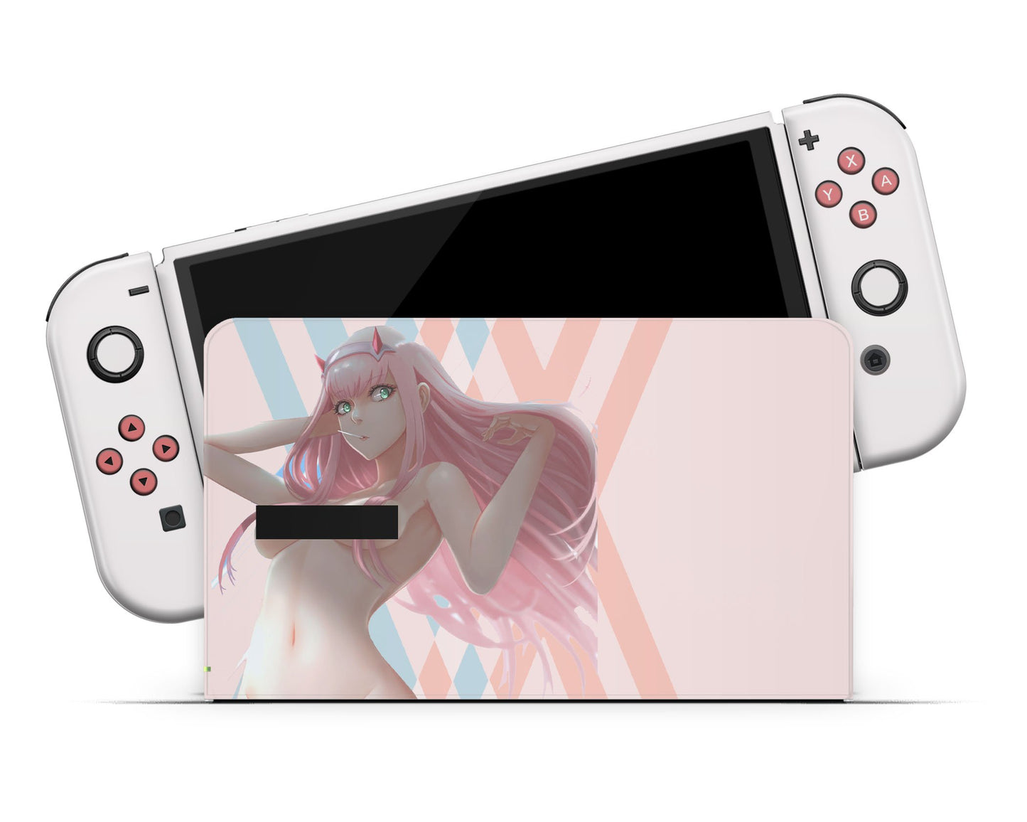 Anime Town Creations Nintendo Switch OLED Darling in the Franxx Zero Two Vinyl only Skins - Anime Darling in the Franxx Switch OLED Skin
