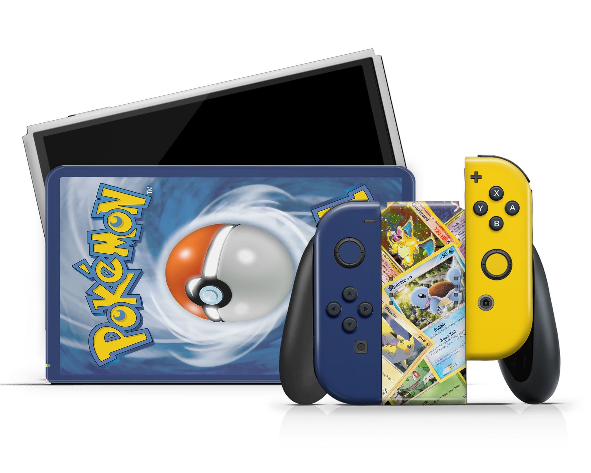 Anime Town Creations Nintendo Switch OLED Pokemon Card Vinyl +Tempered Glass Skins - Anime Pokemon Switch OLED Skin