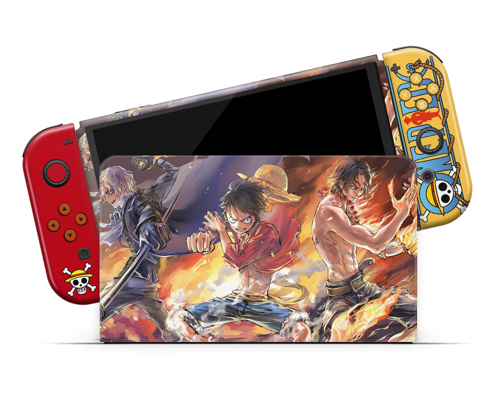 Anime Town Creations Nintendo Switch OLED One Piece Luffy Flames Vinyl only Skins - Anime One Piece Switch OLED Skin