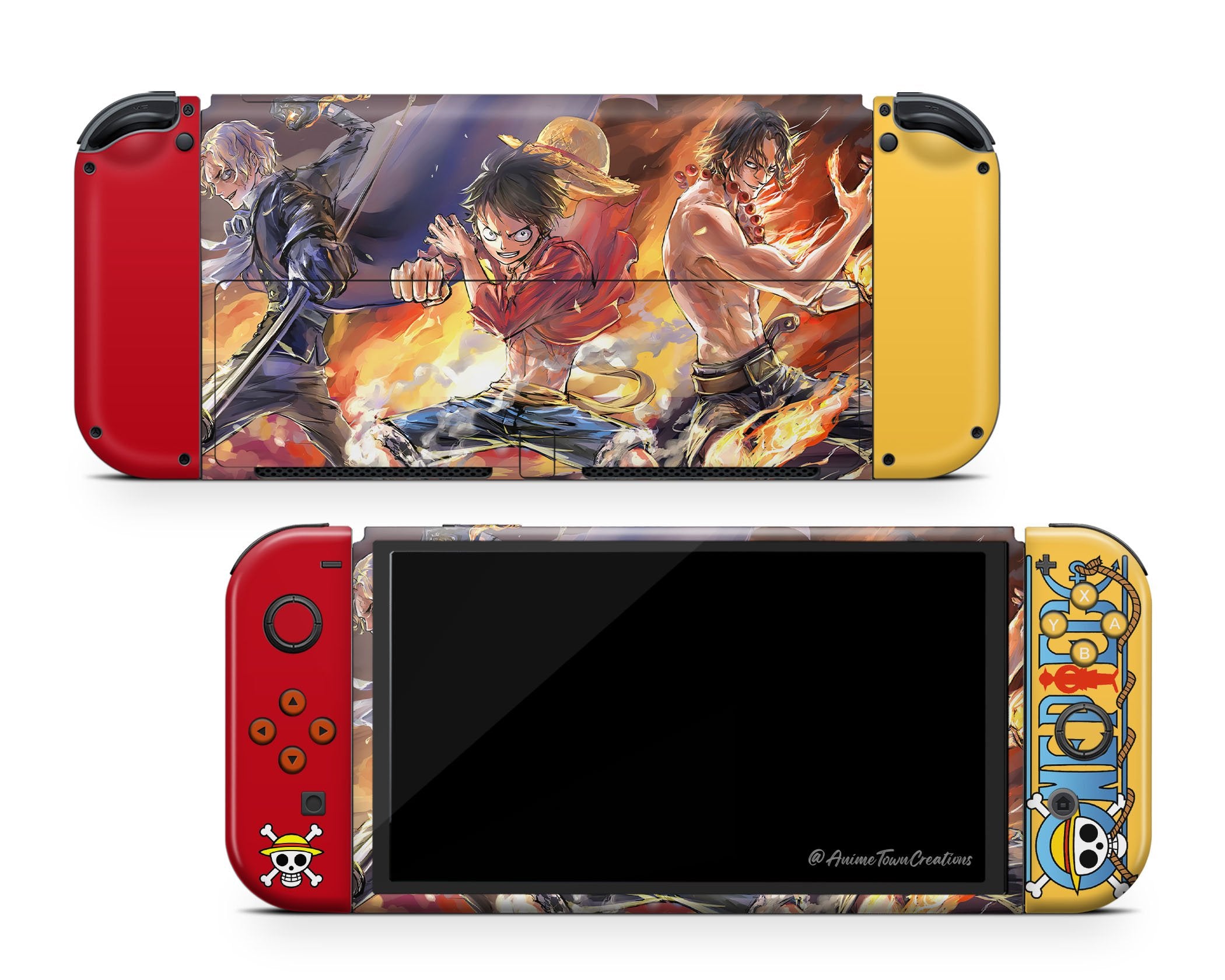 Luffy Nintendo One Piece Luffy Flames Nintendo Switch OLED Switch OLED Skin – Anime ...