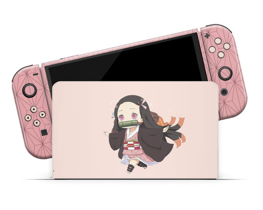 Anime Town Creations Nintendo Switch OLED Demon Slayer Tiny Nezuko Vinyl only Skins - Anime Demon Slayer Switch OLED Skin