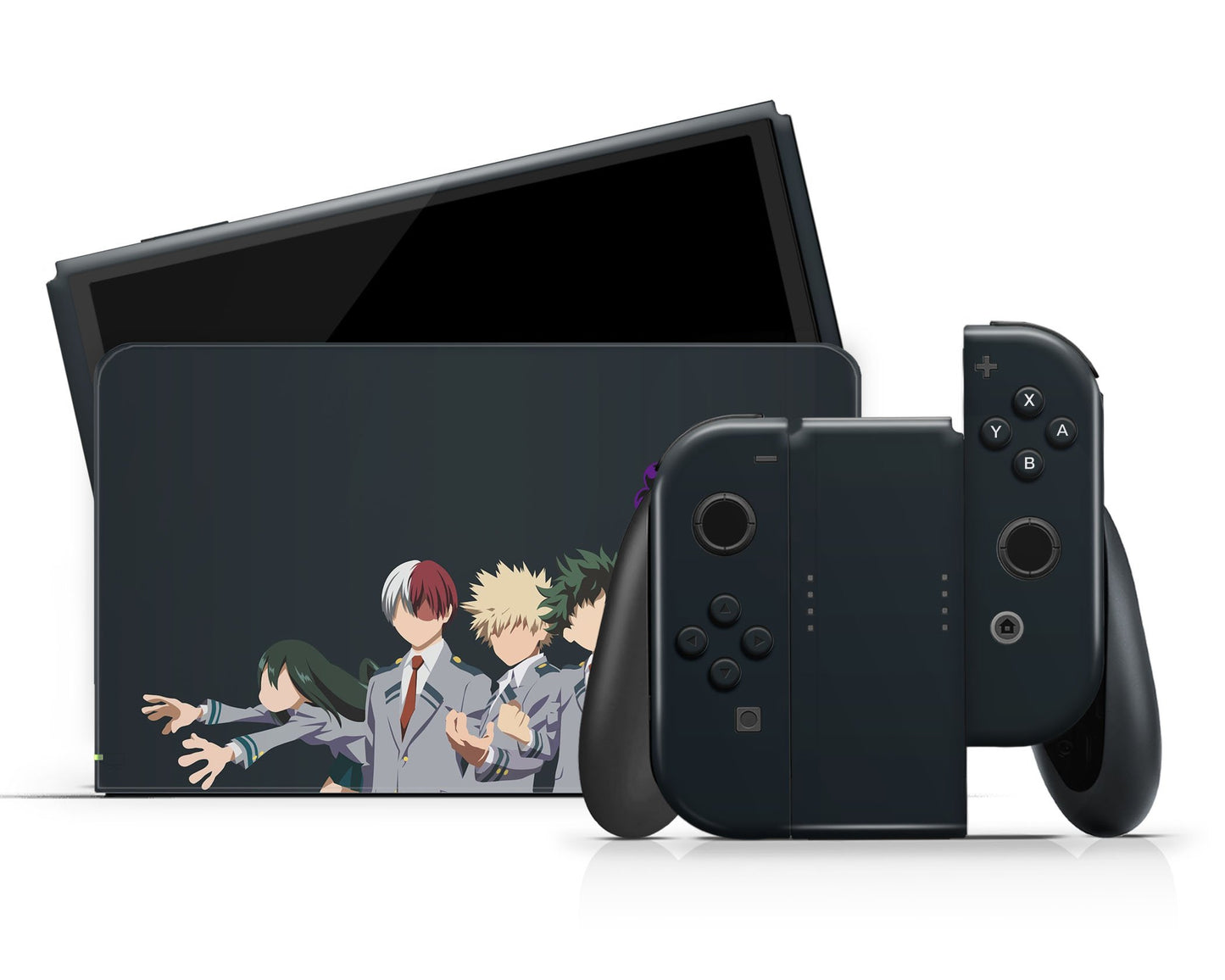 Anime Town Creations Nintendo Switch OLED My Hero Academia Navy Minimalist Vinyl +Tempered Glass Skins - Anime My Hero Academia Switch OLED Skin