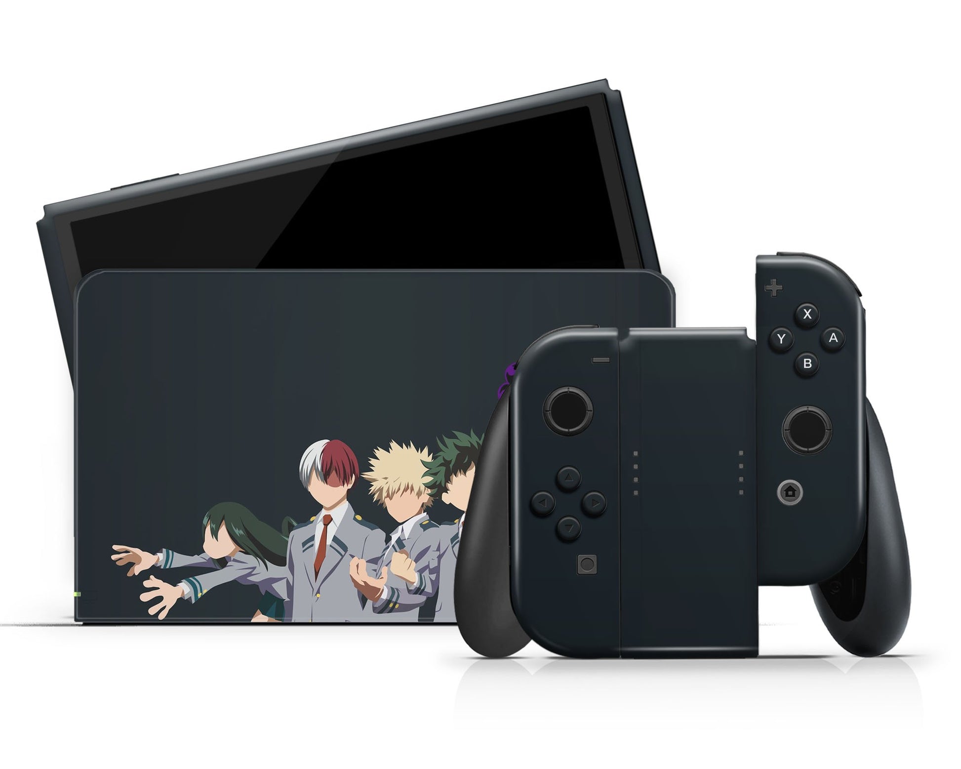 Anime Town Creations Nintendo Switch OLED My Hero Academia Navy Minimalist Vinyl +Tempered Glass Skins - Anime My Hero Academia Switch OLED Skin