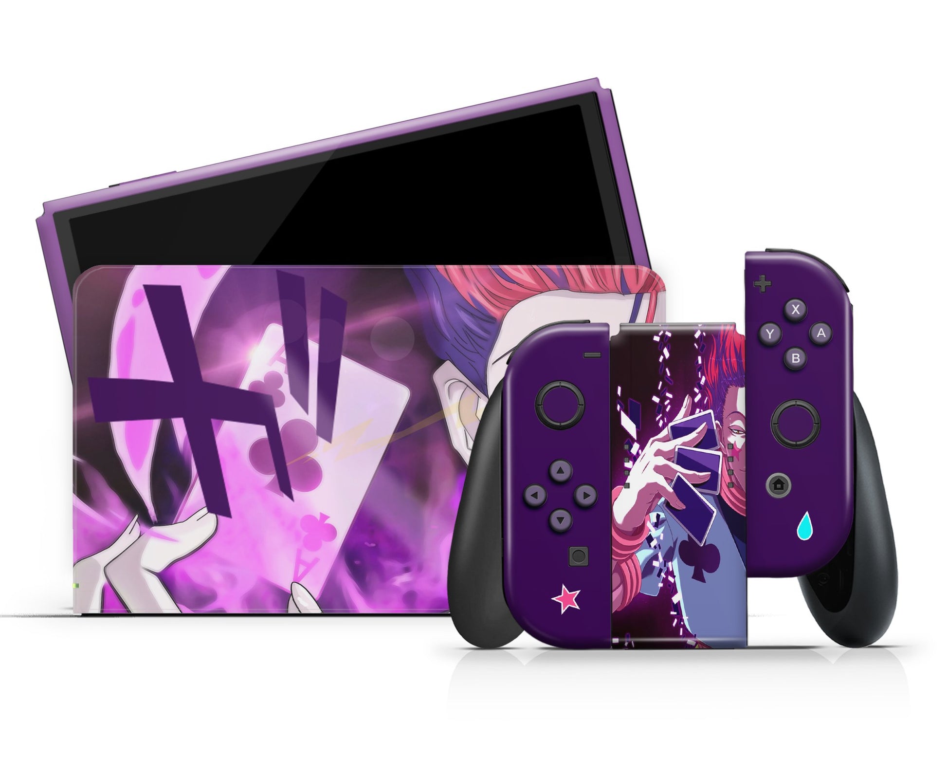 Anime Town Creations Nintendo Switch OLED My Hero Academia Hisoka Morow Purple Vinyl +Tempered Glass Skins - Anime My Hero Academia Switch OLED Skin