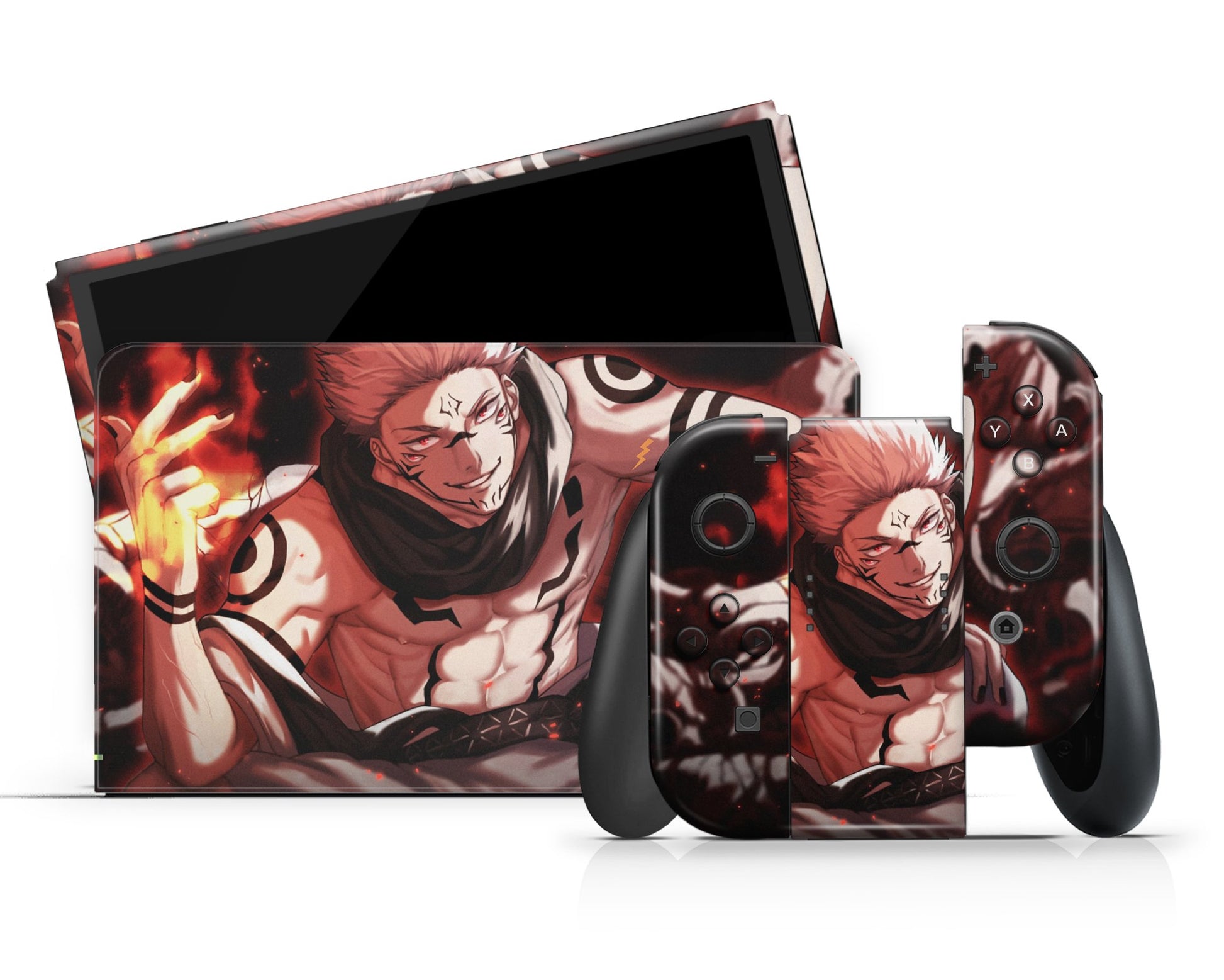 Anime Town Creations Nintendo Switch OLED Jujutsu Kaisen Sukuna Vinyl +Tempered Glass Skins - Anime Jujutsu Kaisen Switch OLED Skin