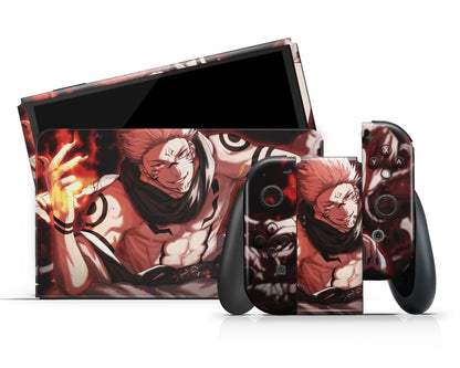 Anime Town Creations Nintendo Switch OLED Jujutsu Kaisen Sukuna Vinyl +Tempered Glass Skins - Anime Jujutsu Kaisen Switch OLED Skin