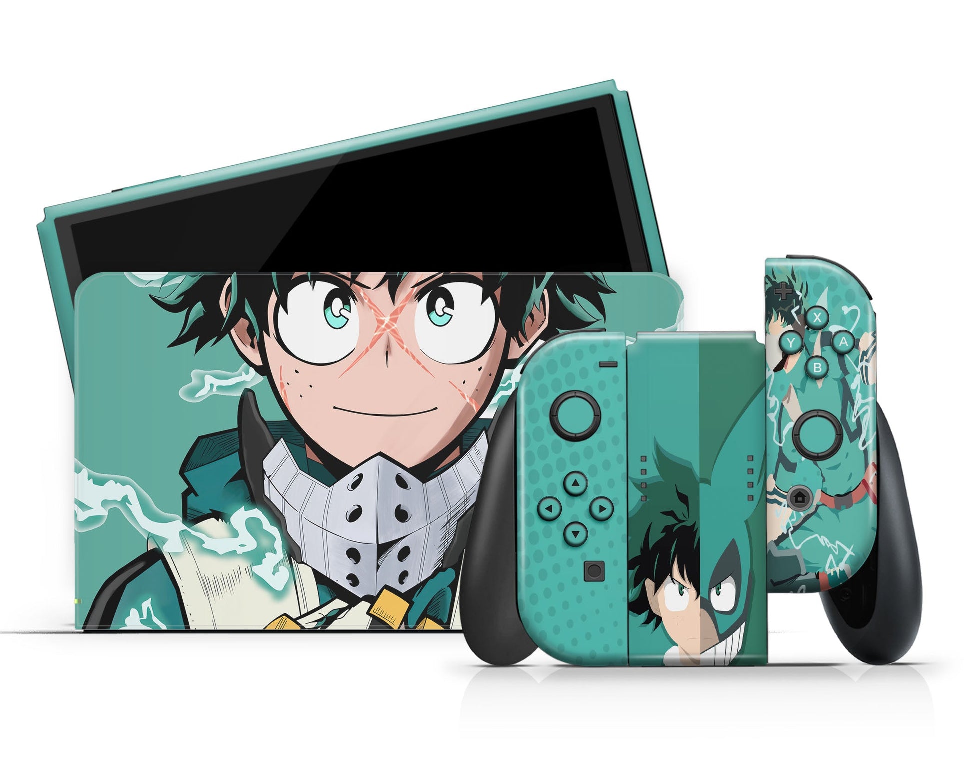 Anime Town Creations Nintendo Switch OLED My Hero Academia Izuku Midoriya Vinyl +Tempered Glass Skins - Anime My Hero Academia Switch OLED Skin