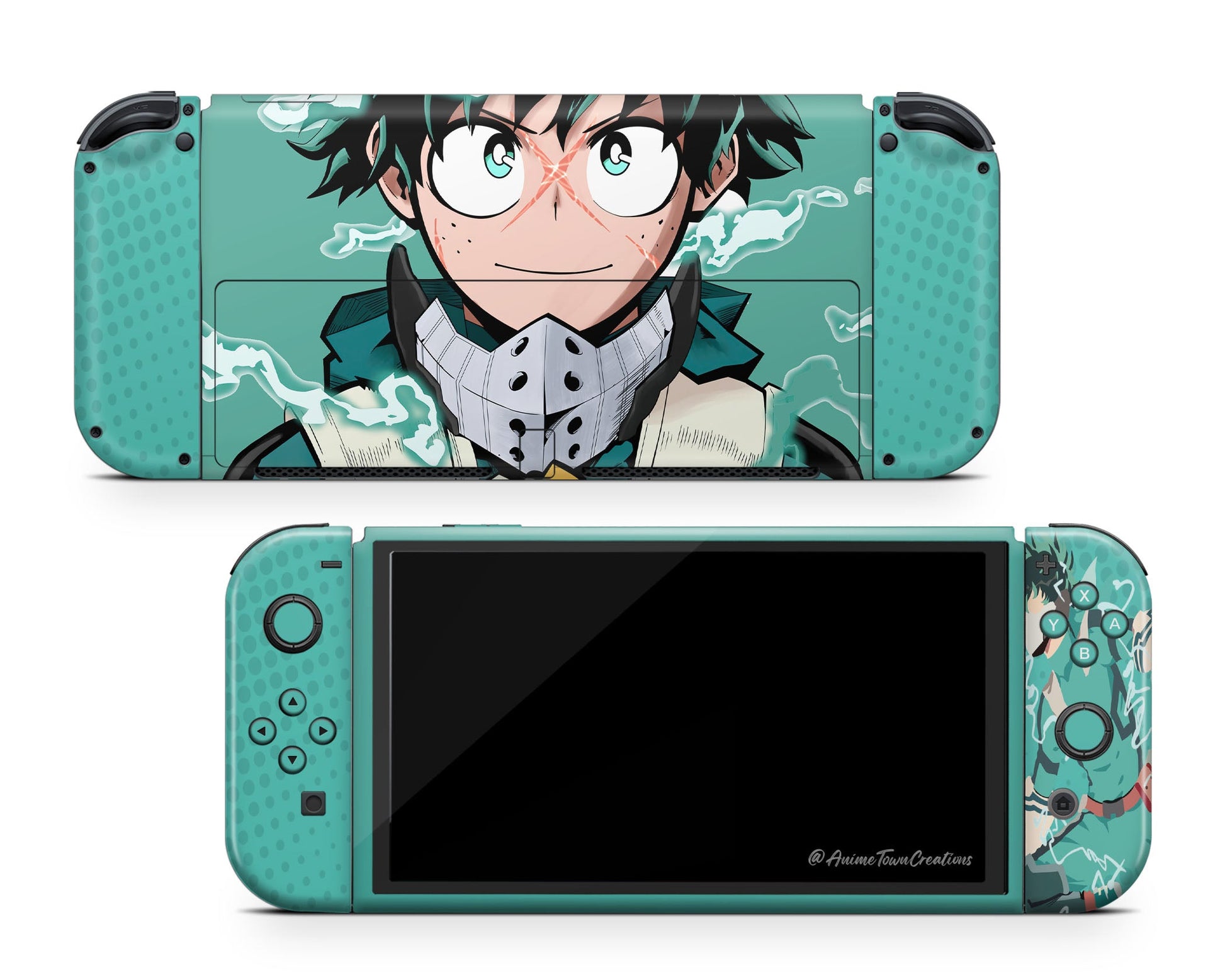 Anime Town Creations Nintendo Switch OLED My Hero Academia Izuku Midoriya Vinyl +Tempered Glass Skins - Anime My Hero Academia Switch OLED Skin